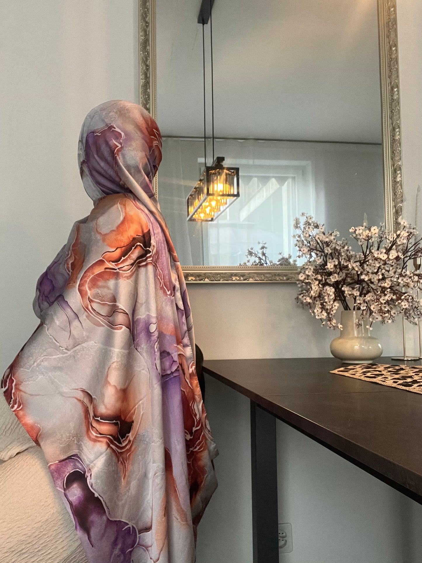 HIJAB SATIN | ORANGE-GREY