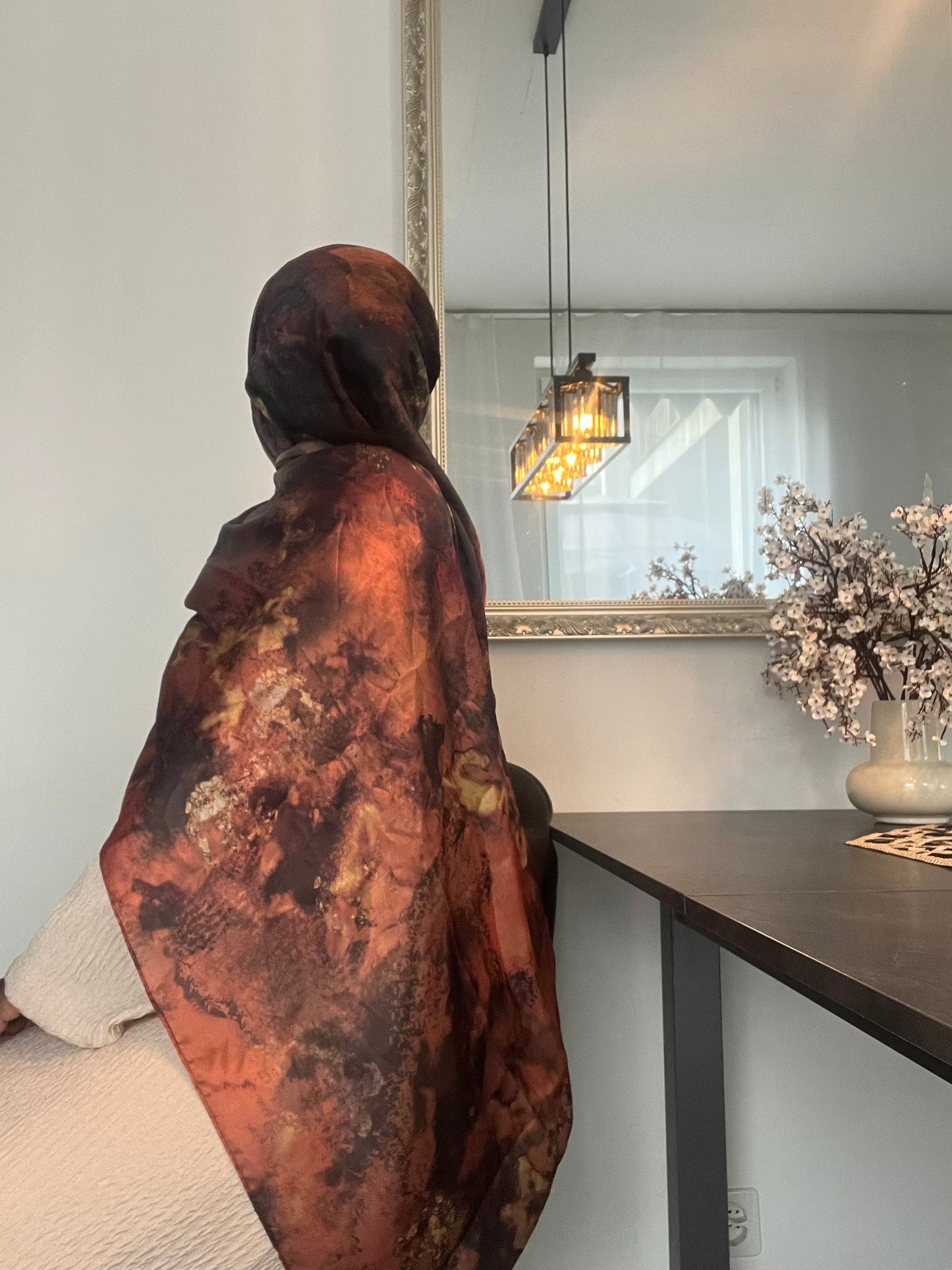 HIJAB SATIN | BROWN-ORANGE