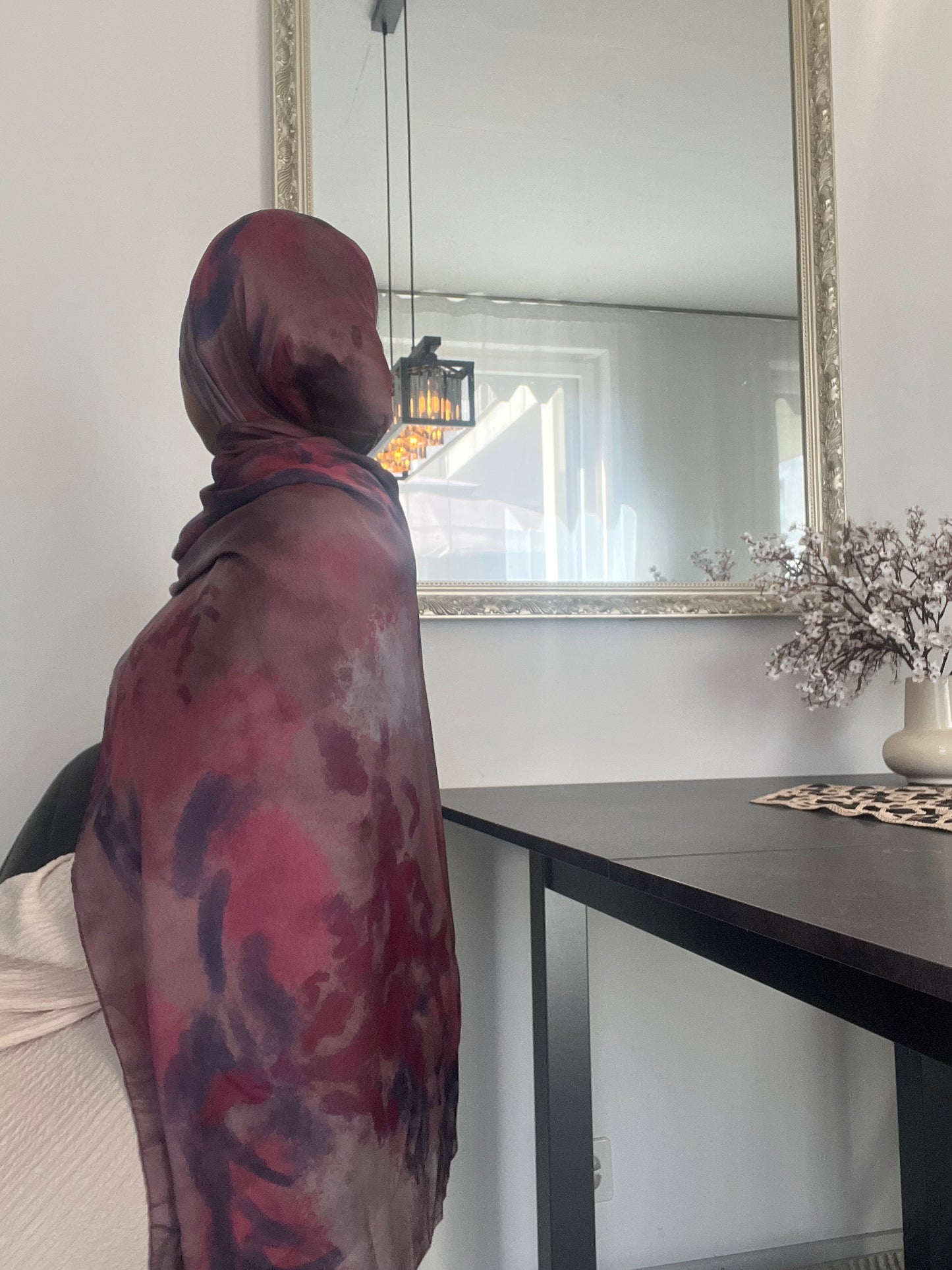 HIJAB SATIN | RED-GREY